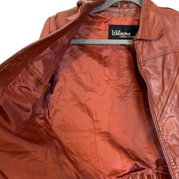 70s Hipster Leather Jacket Vintage Wilsons Womens Brown Genuine 3/4 Sleeve SZ 36 - Picture 4 of 15